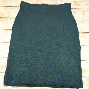 Abercrombie & Fitch Dark Green Viscose Blend  Midi Pencil Skirt Size L